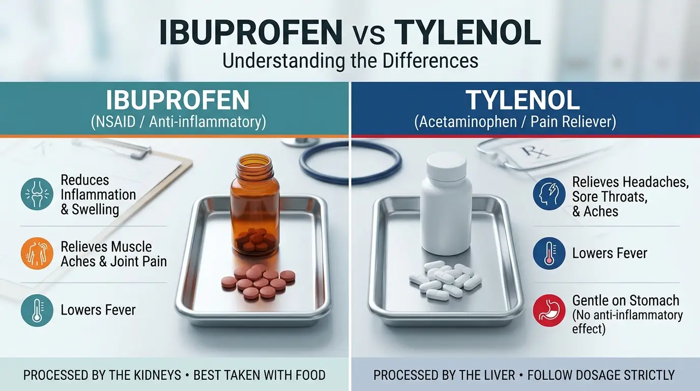 difference between ibuprofen and tylenol