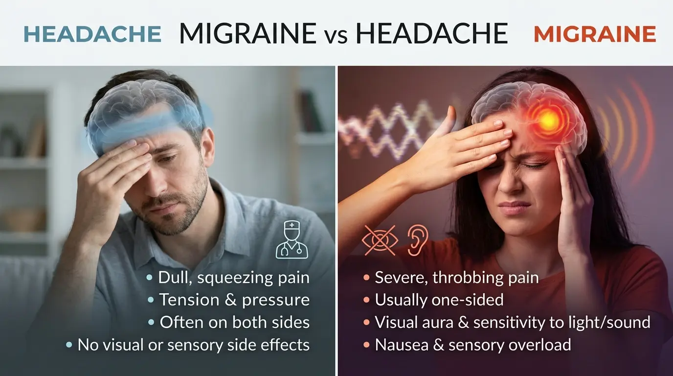 difference between migraine and headache