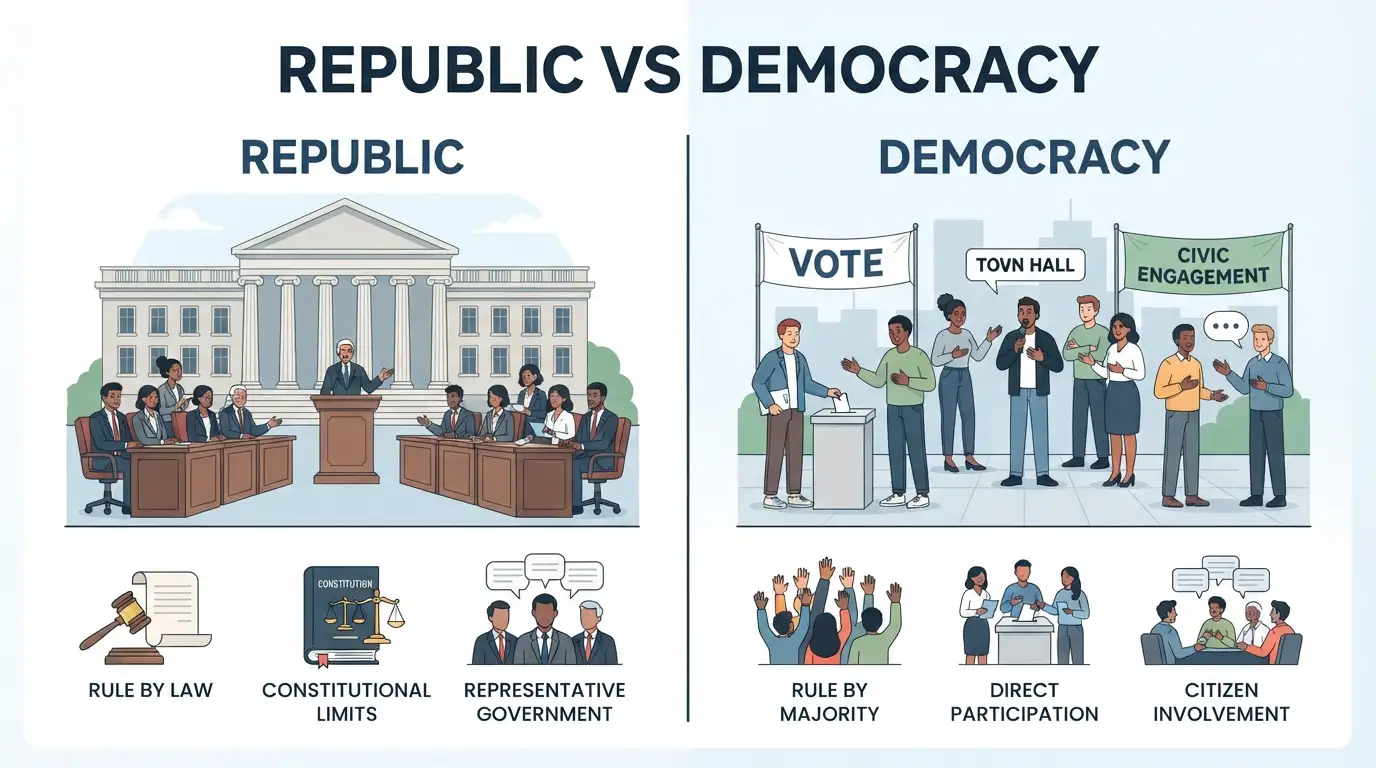 difference between republic and democracy