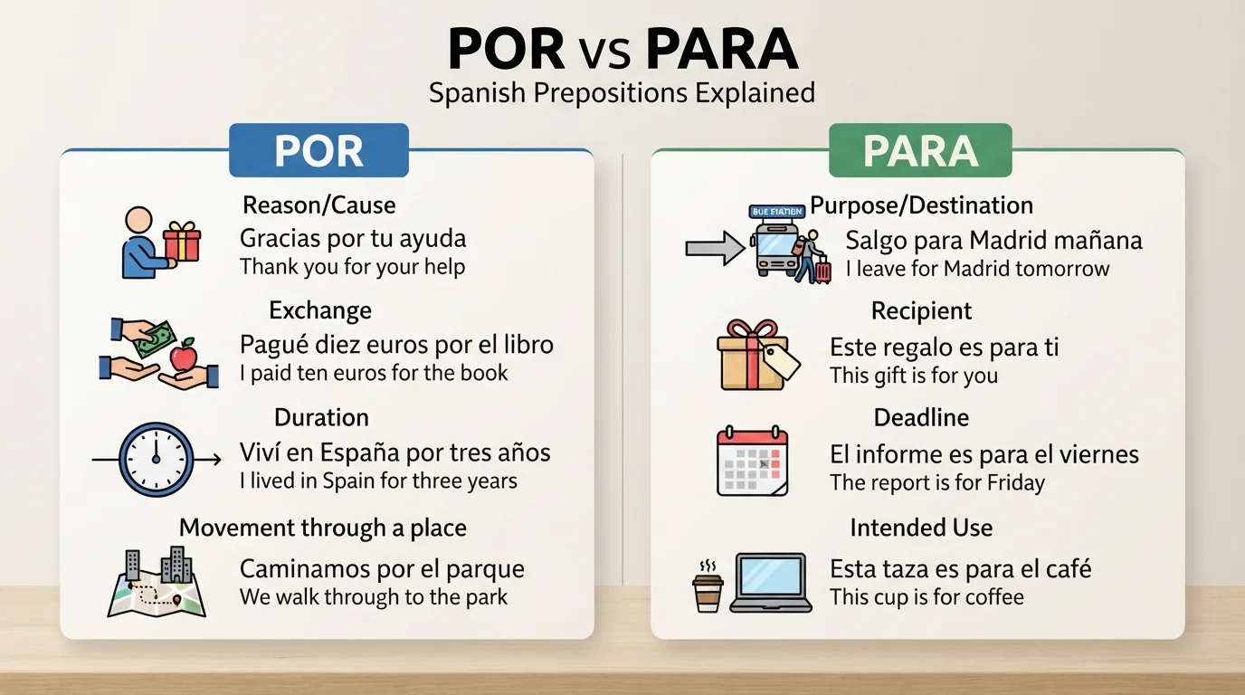 Difference between por and para