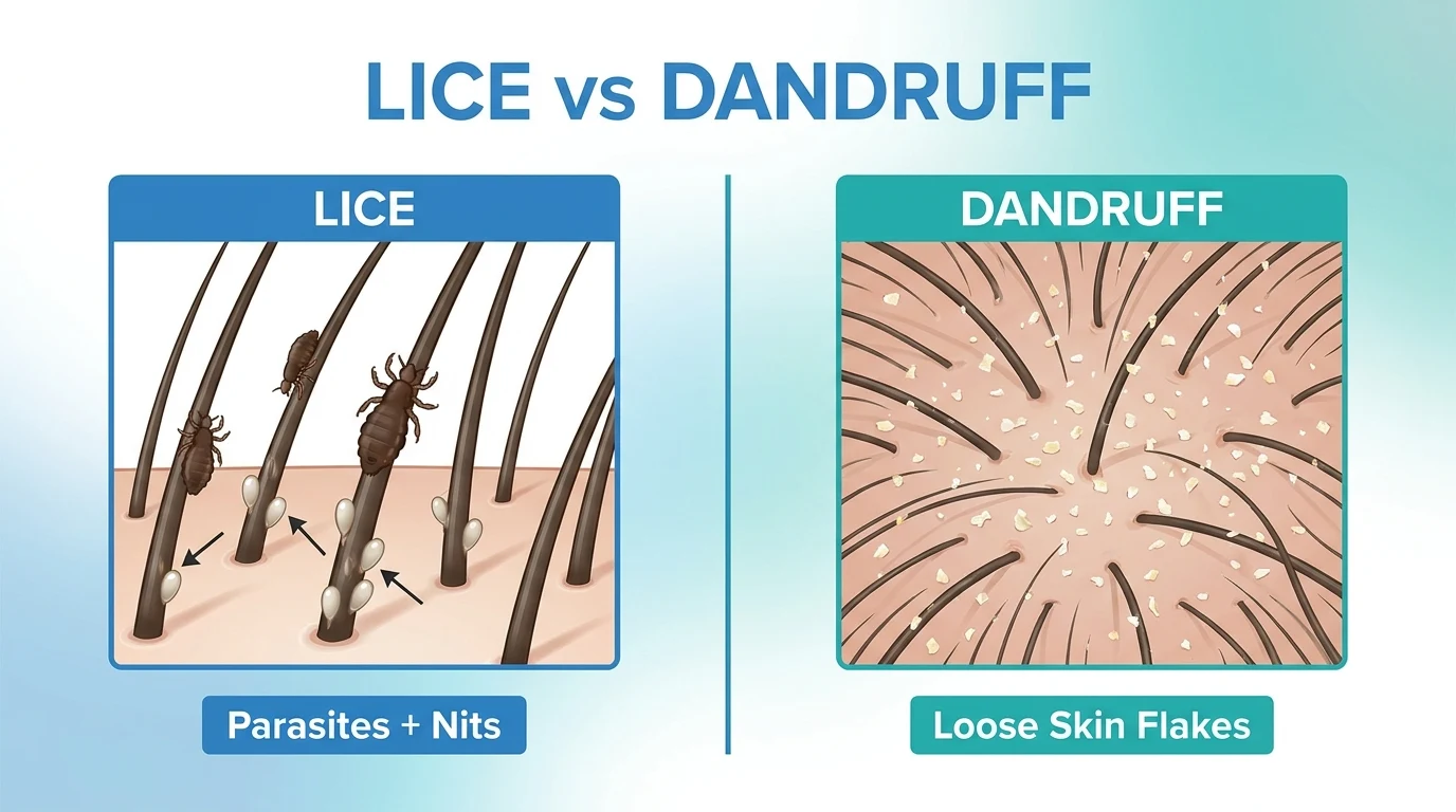 difference between lice and dandruff