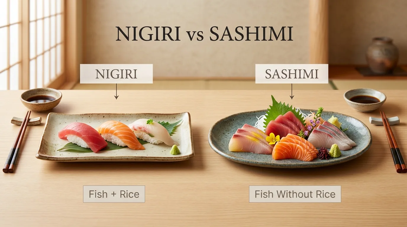 difference between nigiri and sashimi