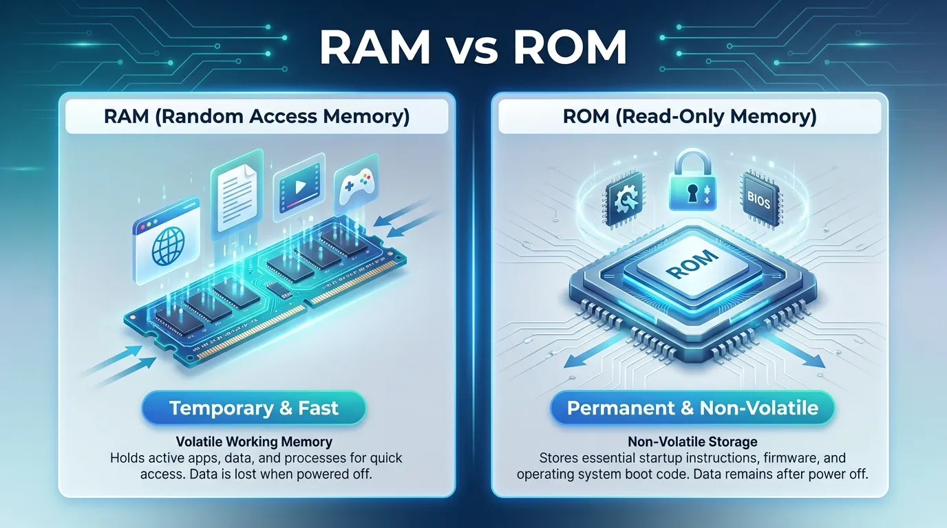 difference between RAM and ROM