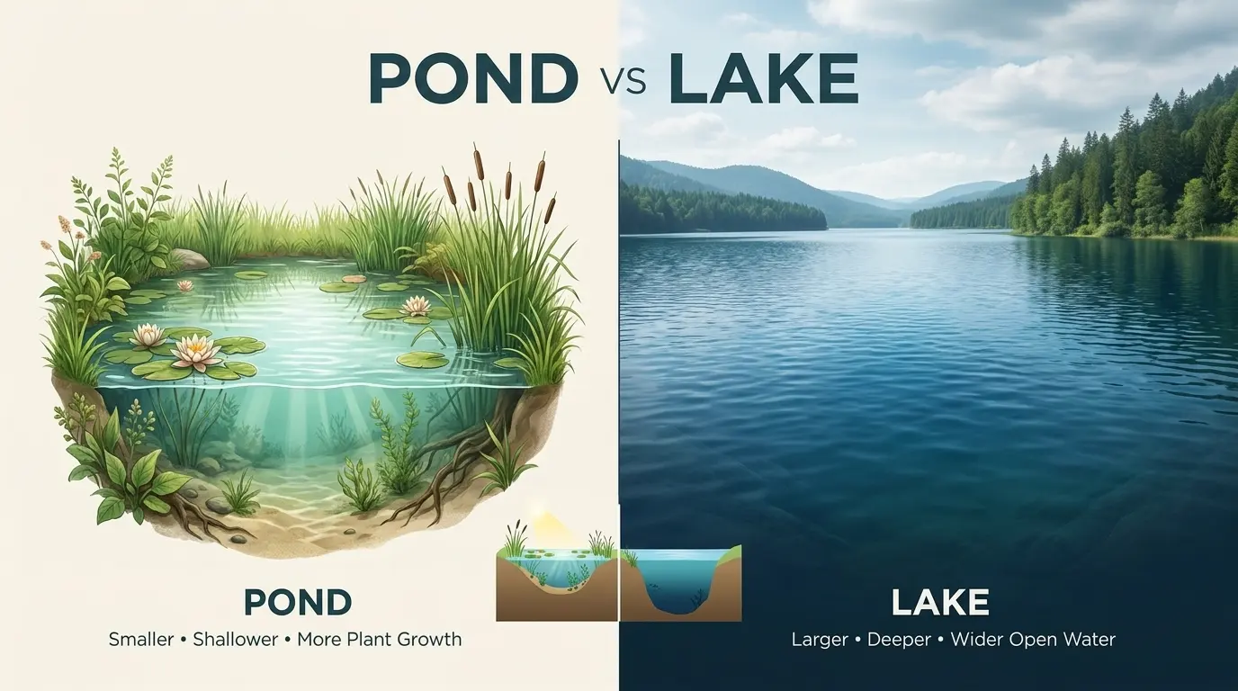 Difference between pond and lake