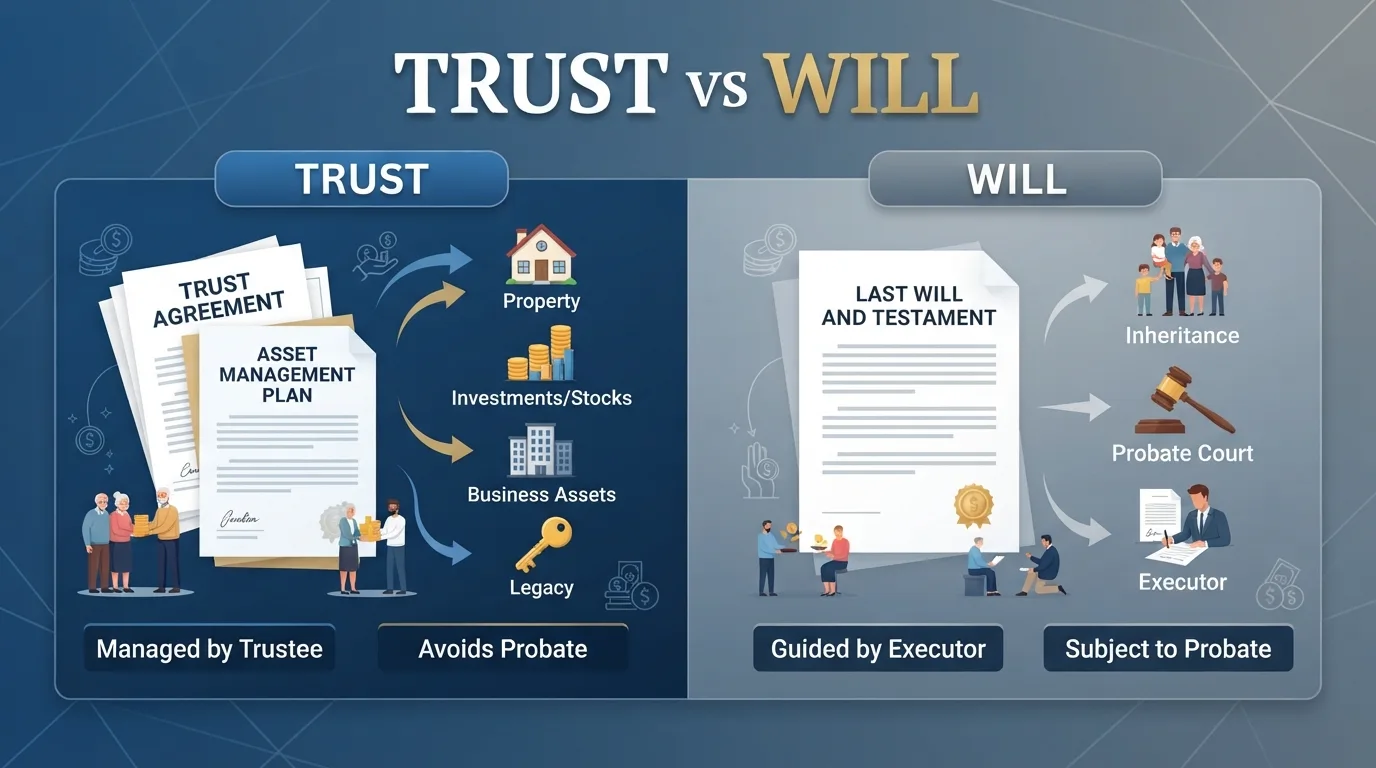 Difference Between Trust and Will: